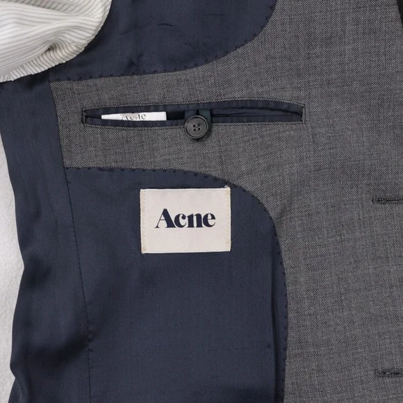 Acne Wall Street Jacket Size 38S Blazer Sport Coat Gray 100% Wool 2-Button